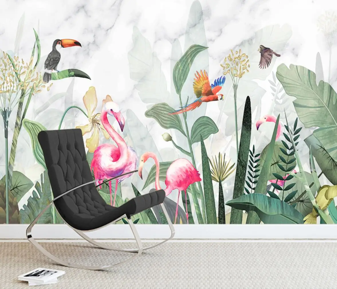 

beibehang custom European Mural Wall Paper plant animal flamingo Photo Wallpapers for Living Room Bedroom Papel De Parede 3D