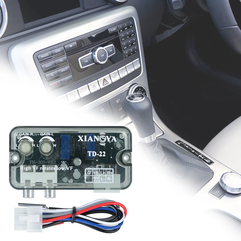 Adattatore convertitore 12V linea di frequenza regolabile Subwoofer per Auto convertitori Radio Stero convertitore Audio per Auto Auto RCA Stereo