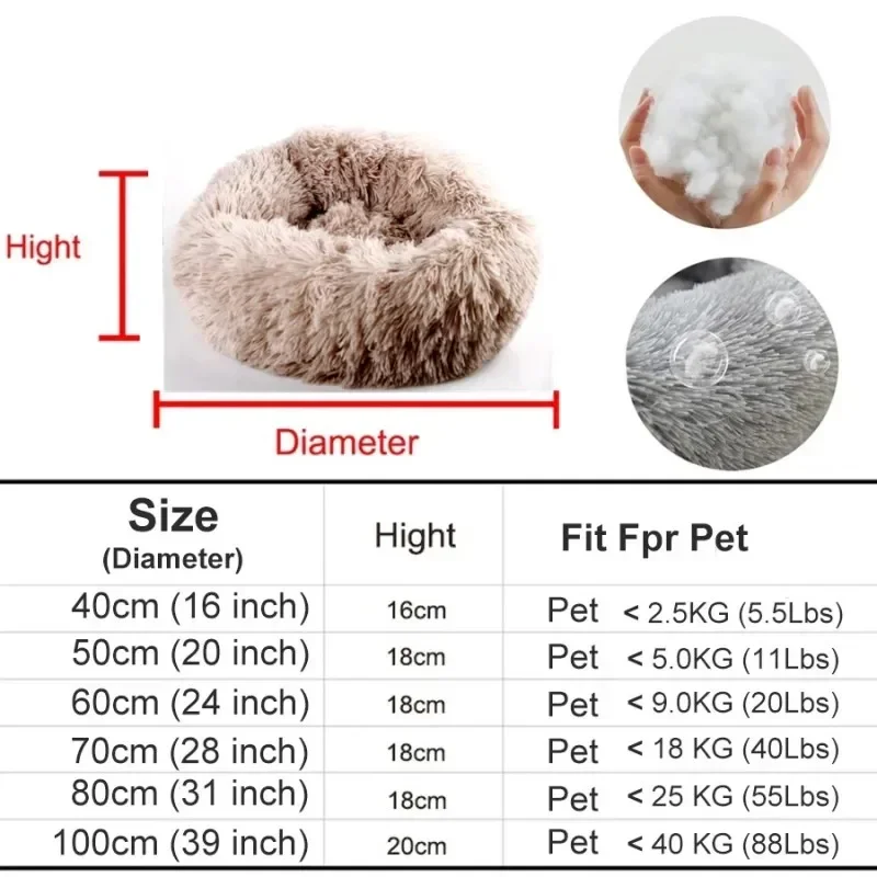 Round Cat Beds House Soft Long Plush Best Pet Dog Bed For Dogs Basket Pet Products Cushion Cat Bed Cat Mat Animals Sleeping Sofa