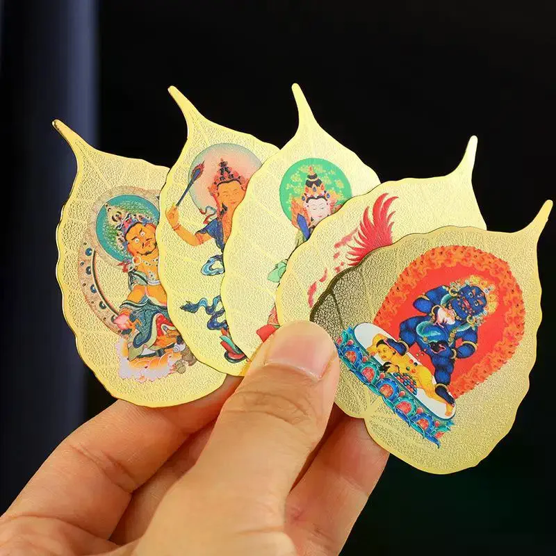 Chinese Culture Copper Bodhi Leaf Medicine Thangka Ornament Fine Craftsmanship For Home Altar Meditation Collection