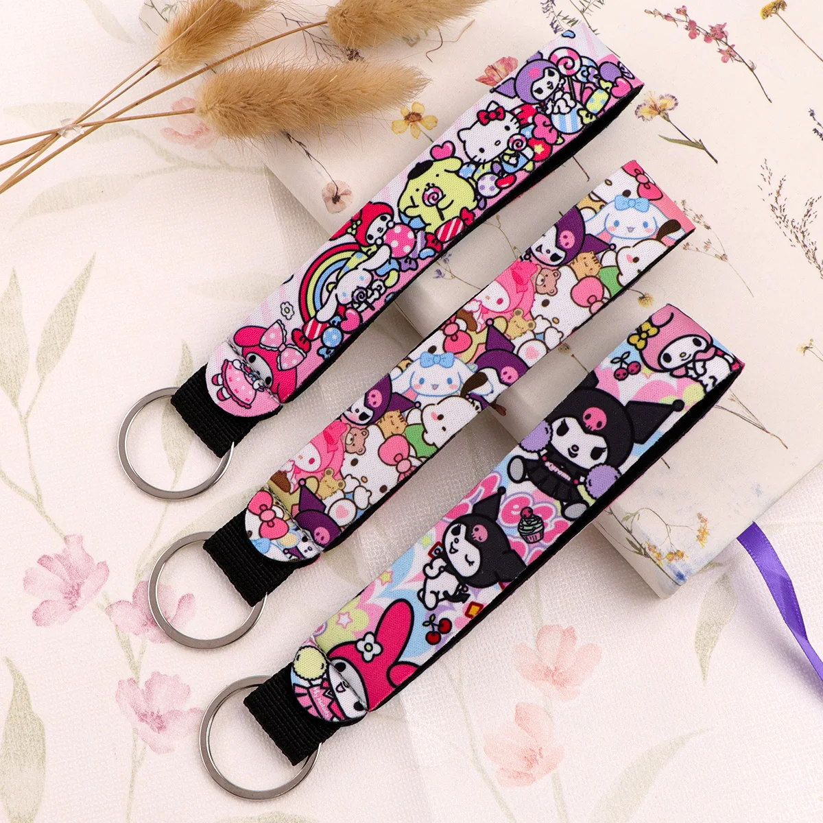 

Kawaii Animals Key Rings Anime Car Motorcycle Keychain Dog Wrist Strap Anti-Lost Lanyard Fashion Accessories Gifts for Friends
