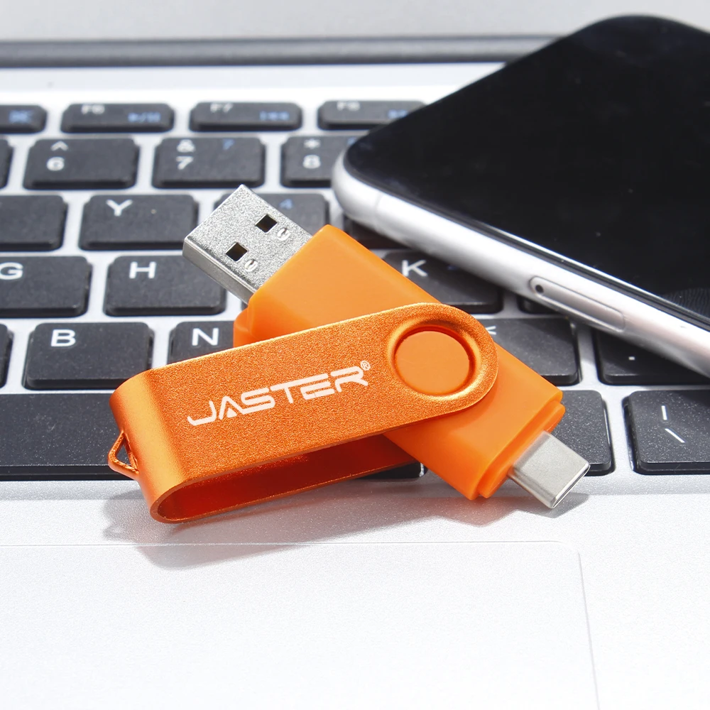 TYPE-C USB Stick 128GB 360° Rotate Freely Mini Pen Drive 64GB Free Custom Logo USB Flash Drives 32GB 2IN1 Metal Pendrive 16GB