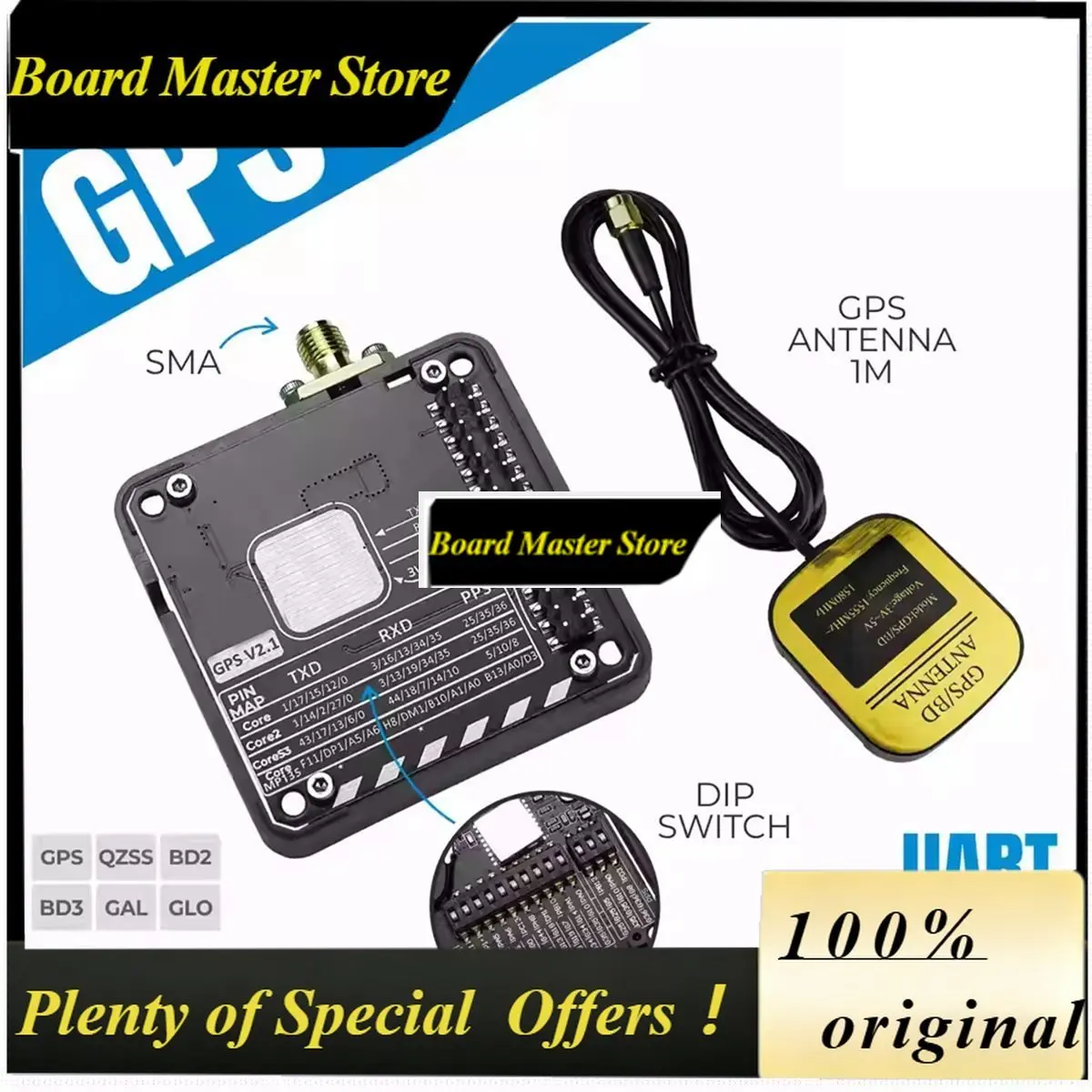 BoMaSA26Z High-Performance Global Navigation Satellite System (GNSS) Global Positioning Module ATGM336H (V2.1 Version)with Anten