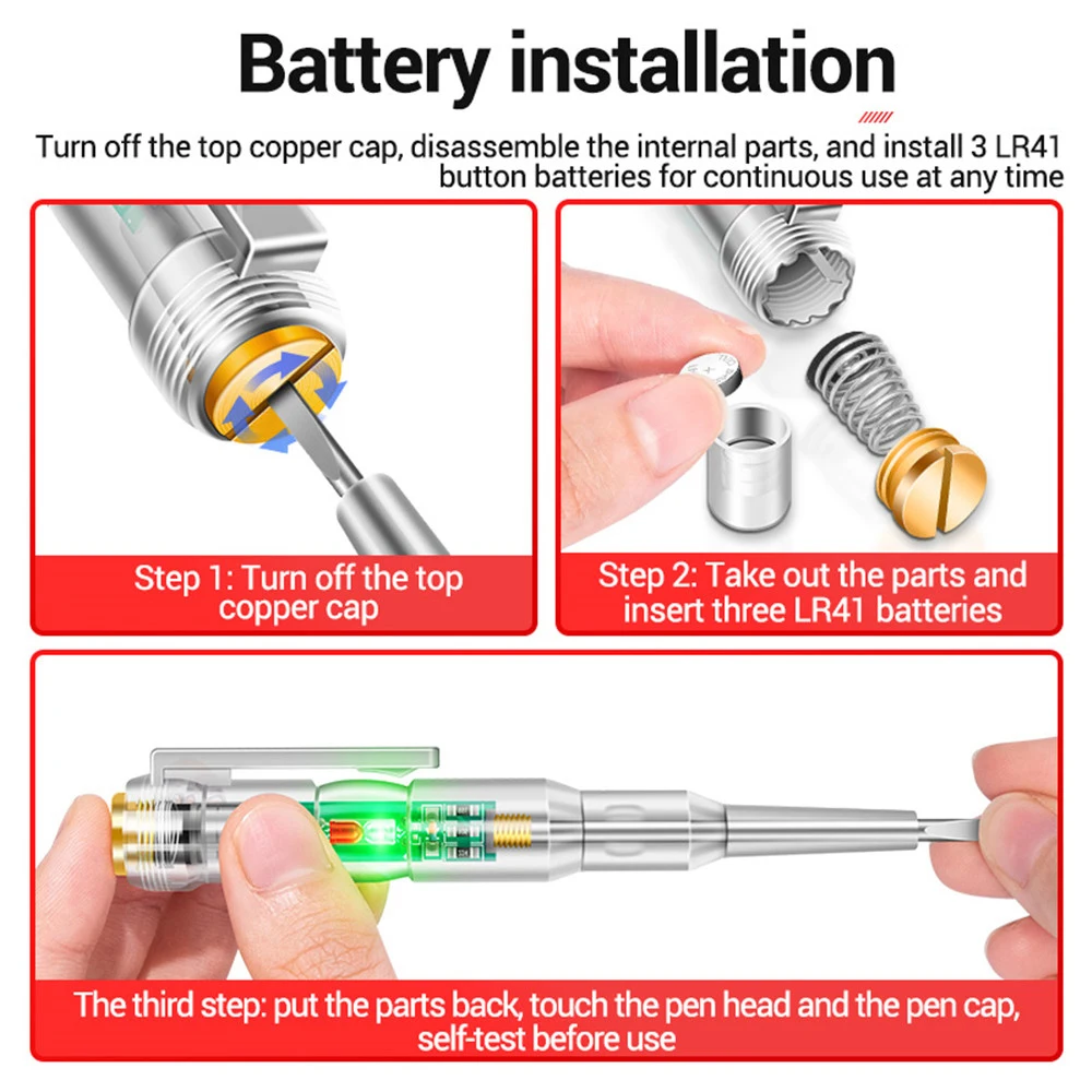 Penna Tester di tensione intelligente 1/2/3pcs con penna rilevatore di potenza a induzione LDE Tester di circuito indicatore cacciavite elettrico