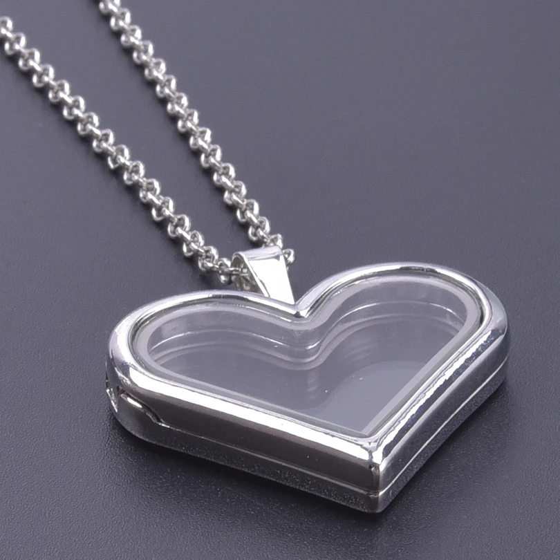 1pc Fashion Heart Pendant Necklace Photo Relicario Locket Charm Alloy Necklace For Women Men Retro Jewelry Chain Decoration Gift