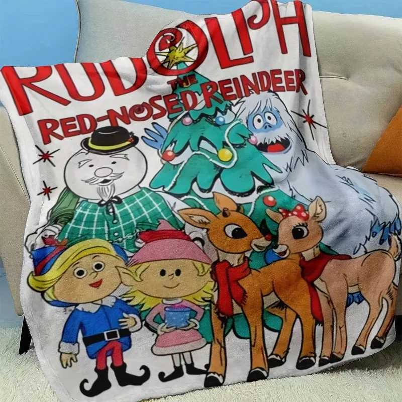 بطانية صوف لمهرجان رودولف الرنة لعام 2025 - راحة ناعمة ودافئة لجميع المواسم |   تصميم شخصية كرتونية نابضة بالحياة