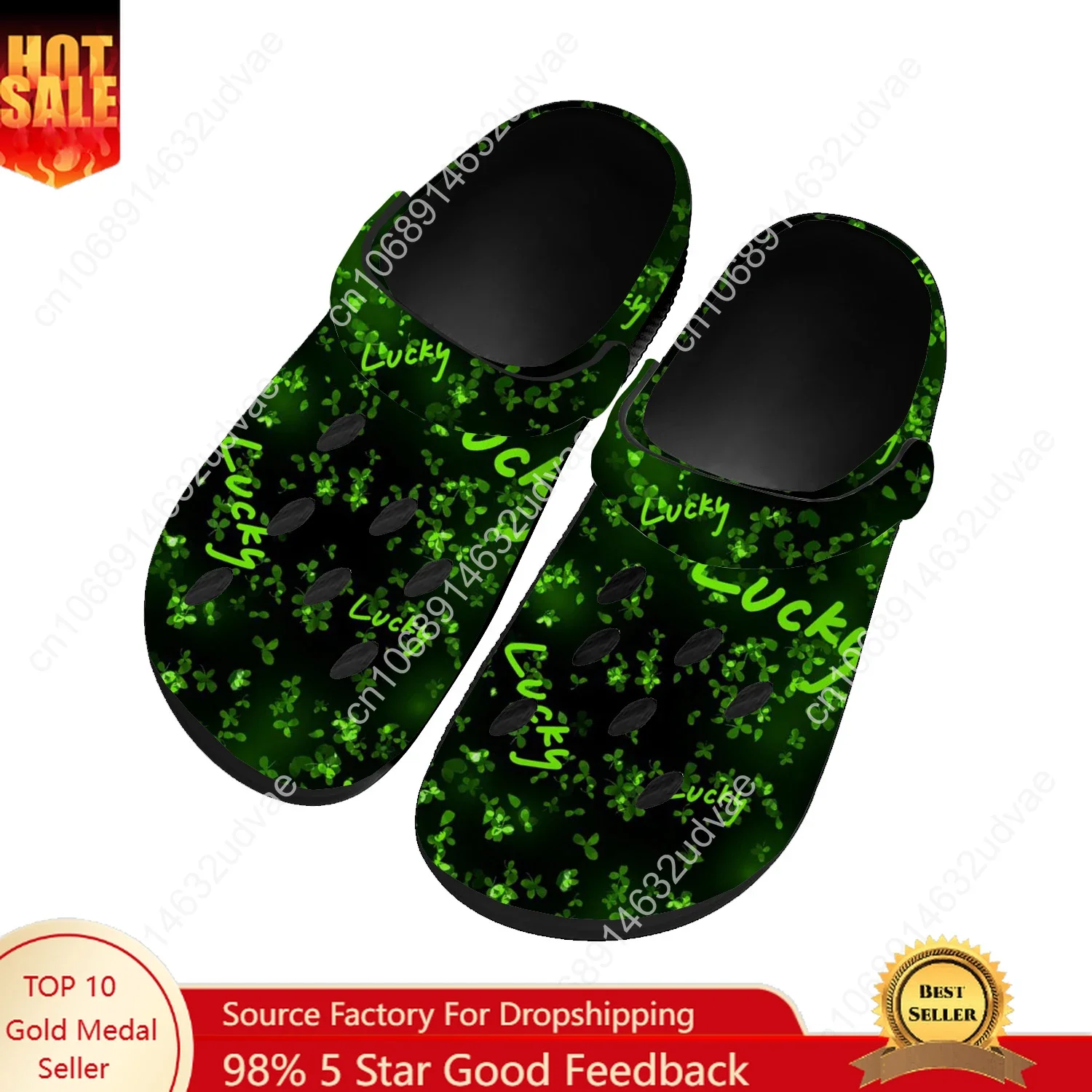 

Lucky Shamrock St Patricks Day Water Shoes Mens Womens Fashion Home Garden Clogs Customizd Sandals Beach Breathable Hole Slipper