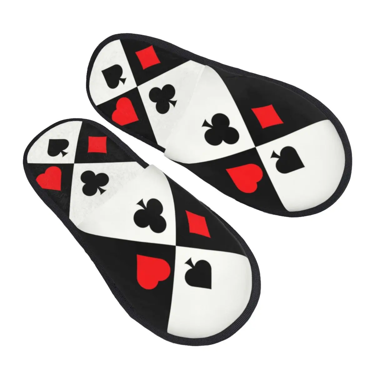 Custom Poker Four Suits Soft Memory Foam House Slippers Women Card Game Players Comfy Warm Anti-Skid Slipper