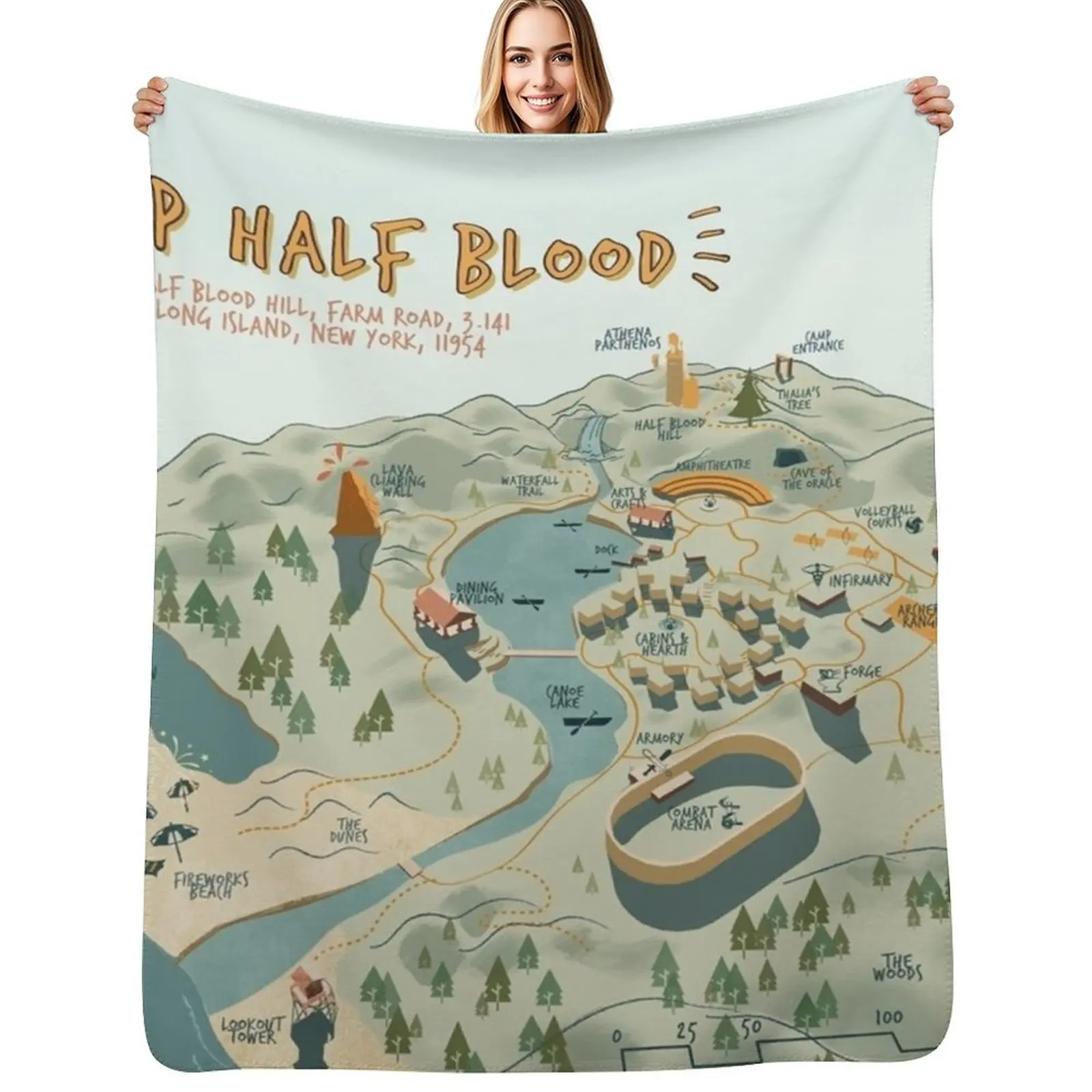 Map of Camp Half Blood Throw Blanket Shaggy Nap for sofa warm winter Decorative Sofa blankets and throws Blankets