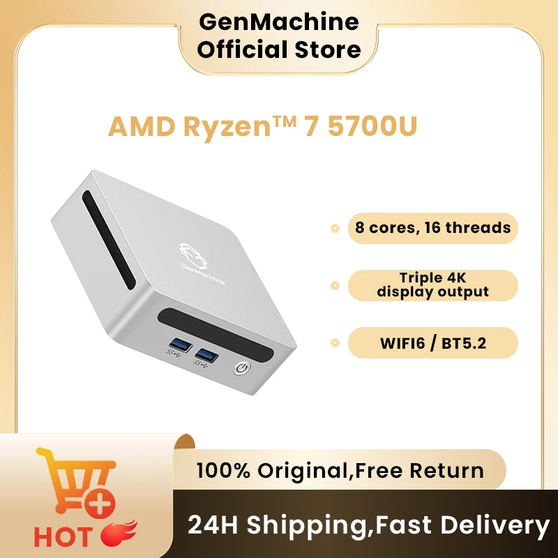 2025 GenMachine New Mini PC 5700U Windows 11 Ryzen Support Windows