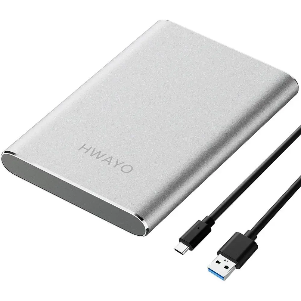 

1TB Slim Portable Hard Drive, USB 3.1 Gen 1 Type-C, 2.5 HDD for PC, Laptop, Desktop (Silver)