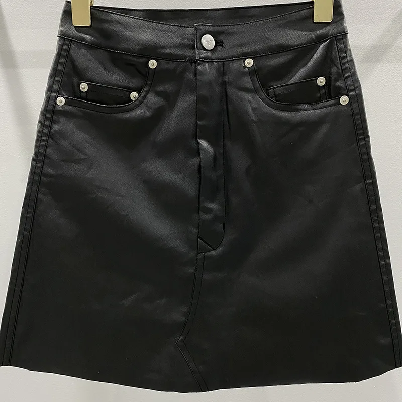 HKSH Letnia Nowa Damska Y2K Dark Techwear Punkowa Moda Uliczna Casualowa Spódniczka Mini A-line z Denimu z Wykończeniem HK5434