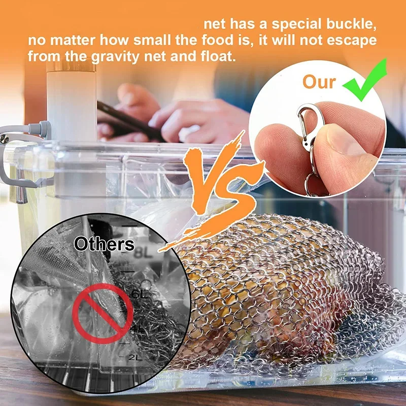 Lavello in acciaio inossidabile peso per uso alimentare Sous Vide Mesh borsa da cucina ad immersione per mantenere il cibo immerso Sous Vide Cooking