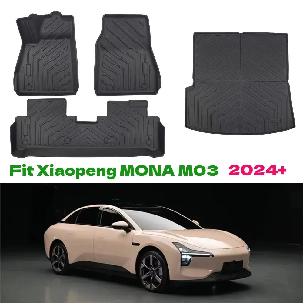 

TPE Floor Mats Fit Xiaopeng MONA M03 2024+ , All-Weather Waterproof Anti Resistant Trunk Backrest Mats Protector