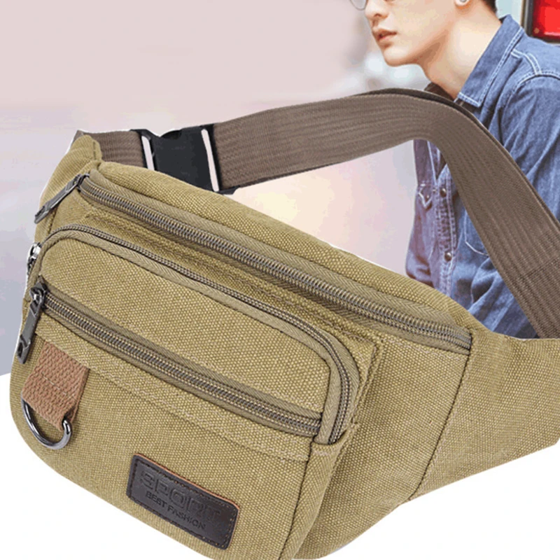 Chest Bag Canvas Waist Bag Women Men\'s Belt Bag Fashion Bum Bag Travel Purse Bag for Phone Pouch Pocket Hip Bag Waist Pack Male