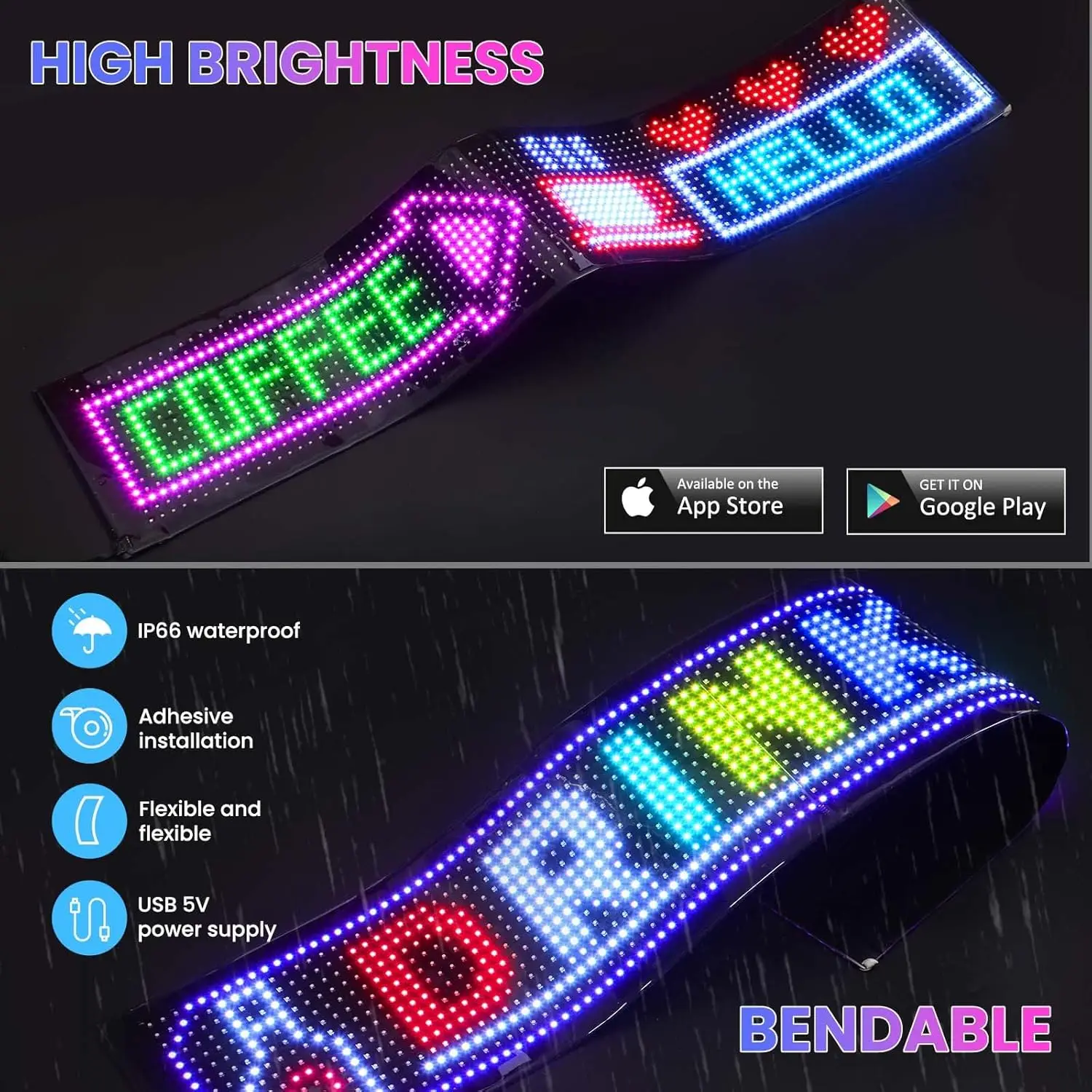 AI التحكم الصوتي عين الشيطان LED مصفوفة بكسل لوحة مرنة التمرير الإعلان علامات LED شاحنة بلوتوث التطبيق DIY بها بنفسك للبرمجة #4