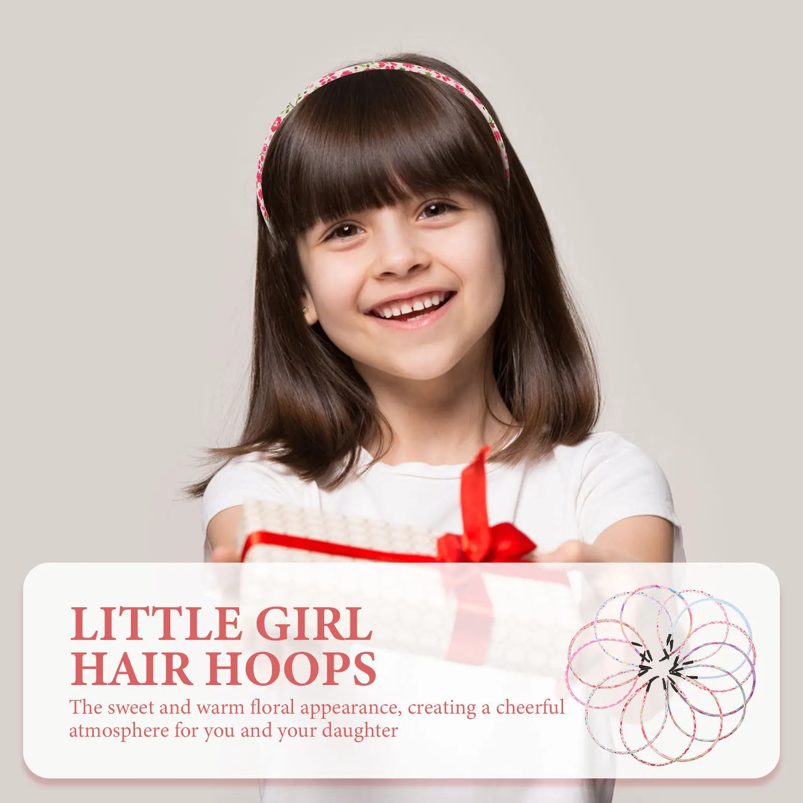 

12Pcs Girl Headband Floral Pattern Children Festival Hairband Adorable Fabric Covered Hair Hoops Unique Stage Performance