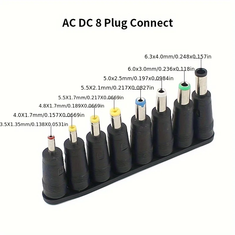 Universal Source AC/DC Power Adapter Jack Plug Connector Laptop Charger Adapter Jack 8PCS Set 5.5MM 2.5MM 2.1MM 1.7MM Connect