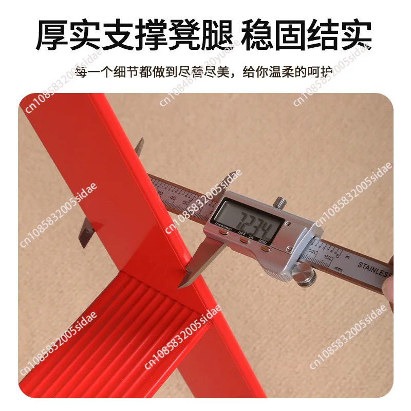 Red foldable ladder Multifunctional herringbone ladder Aluminum alloy non-slip thickened 3-step ladder