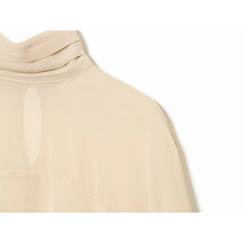 

2025 New Fashion High-necked Elegant Young Women's Travel Blouse Street Chic Joker ShirtsChiffon Shirts Tops Autumn Women's