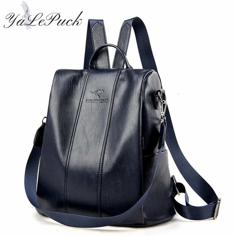 Anti-diebstahl leder rucksack frauen vintage schulter tasche damen hohe kapazität reise rucksack schule taschen mädchen mochila feminina