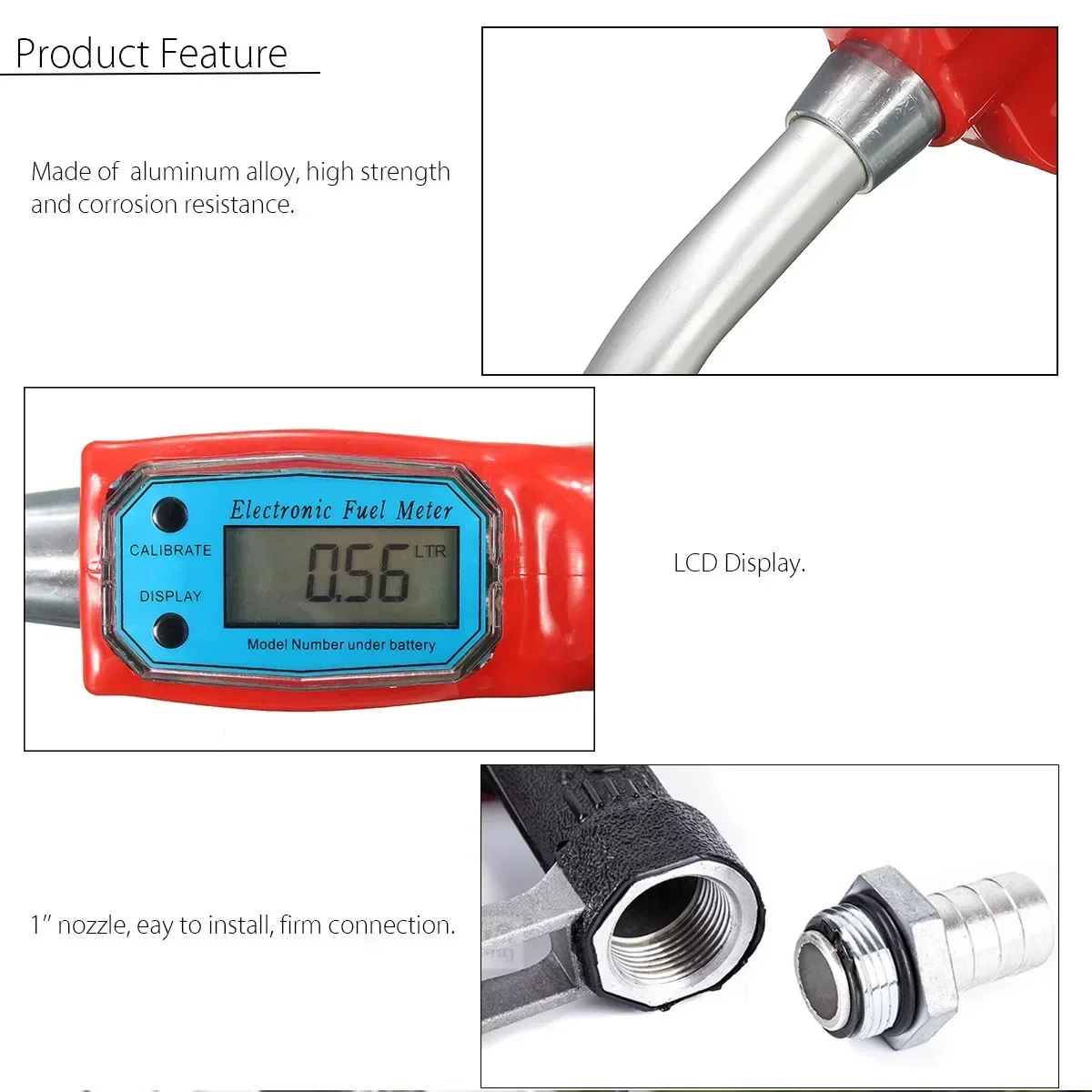 Digital Flow Meter Indicator Fuel Petrol Oil Refueling-Gun Nozzle Aluminum Gas Station Refuel Injection Tools