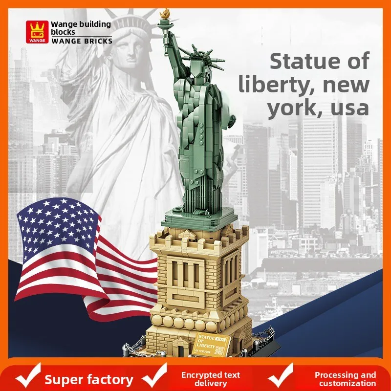 

China Made Lady Liberty Micro Blocks Authentic Robe Wrinkles Pedestal Neoclassical Architecture Adult DIY Construction Toy