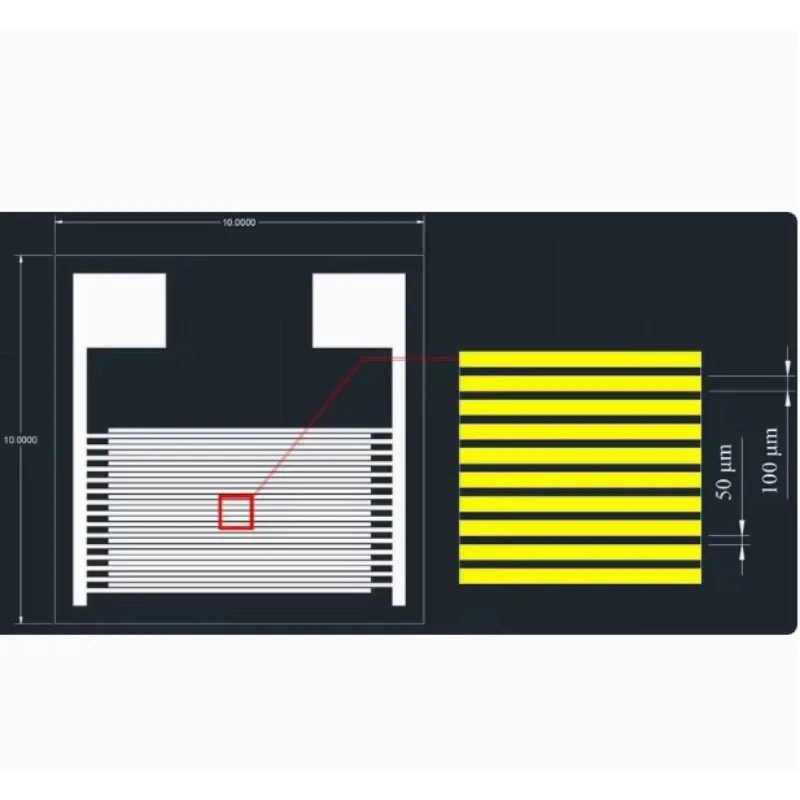 

50μm PET interdigitated electrode IDE capacitive array biogas humidity sensor chip