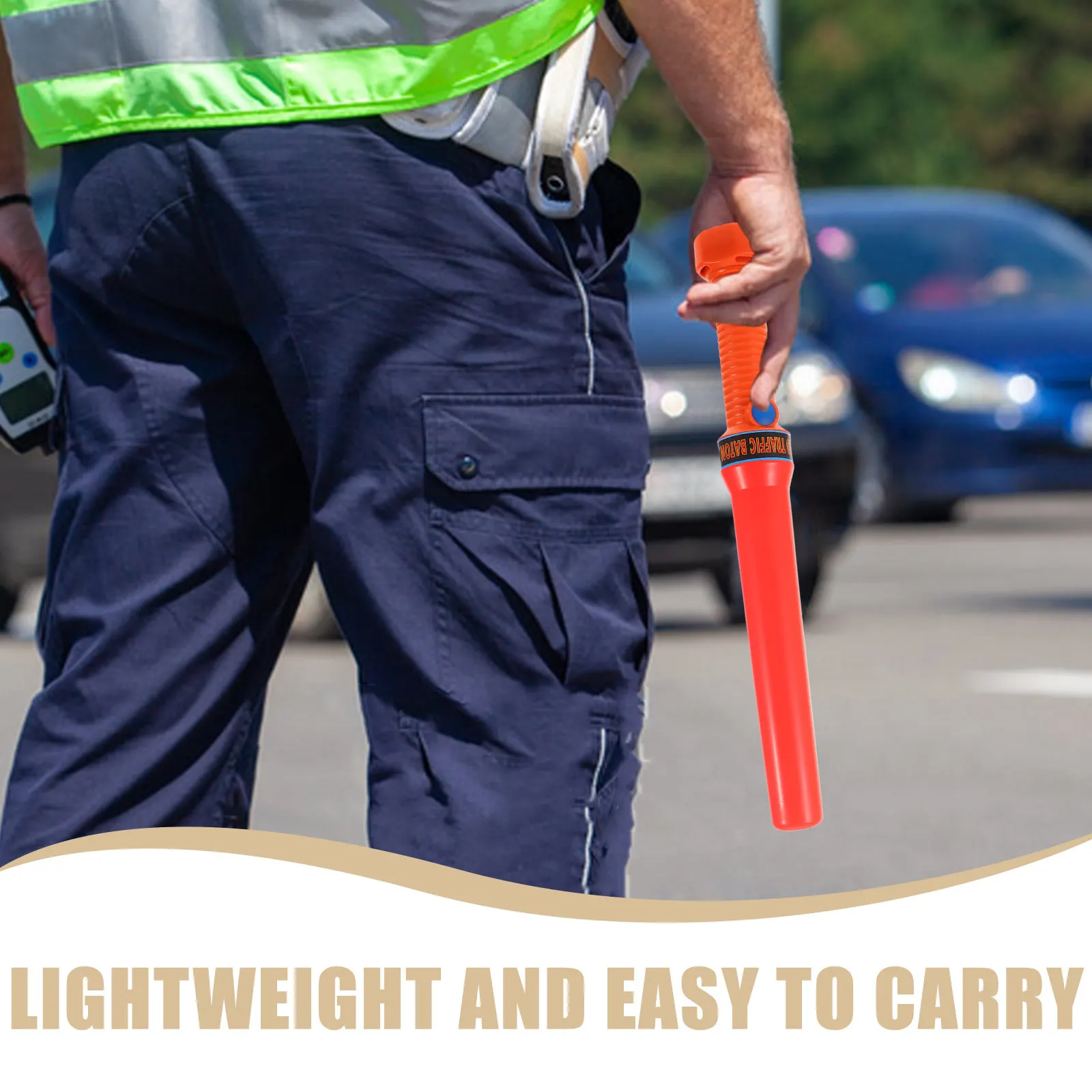 LED Traffic Control Wand 365mm Bright Portable Emergency Signal Light with Wrist Strap for Night Safety