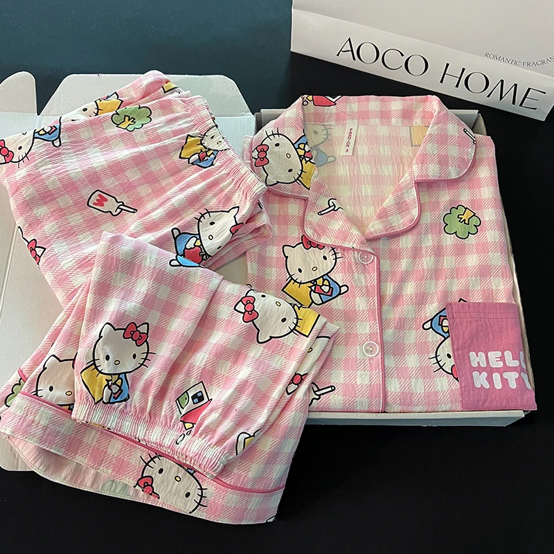 

Summer Pure Cotton ort Sve Cartoon Kt Home Clothes Tee Piece Set Women's Spwear Japanese Sle Ins Home Clothes
