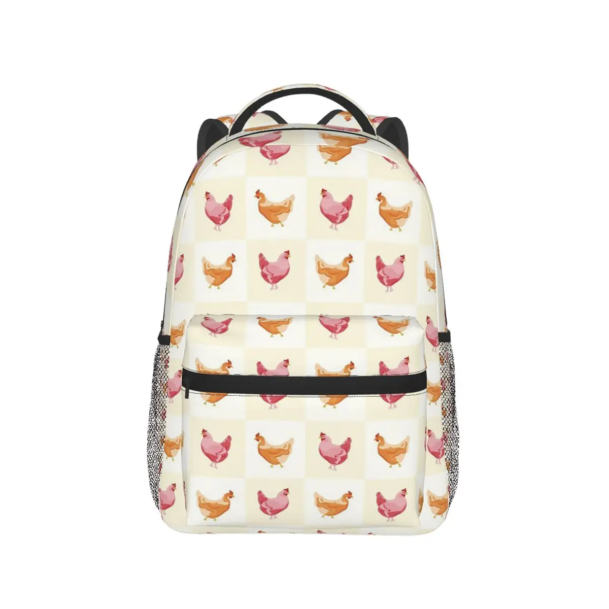 Colorful Pink And Orange Country Chickens Backpack Hot Sale Daypack Large Capacity Boys Girls BookBag School Bag Shoulder Bags