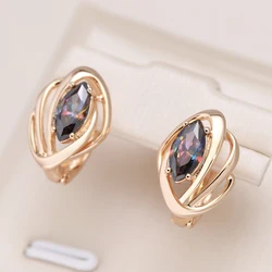 Kinel Luxury Colorful Natural Zircon Stone Earrings for Women 585 Rose Gold Color Vintage Fine Daily Jewelry Party Fine Earring