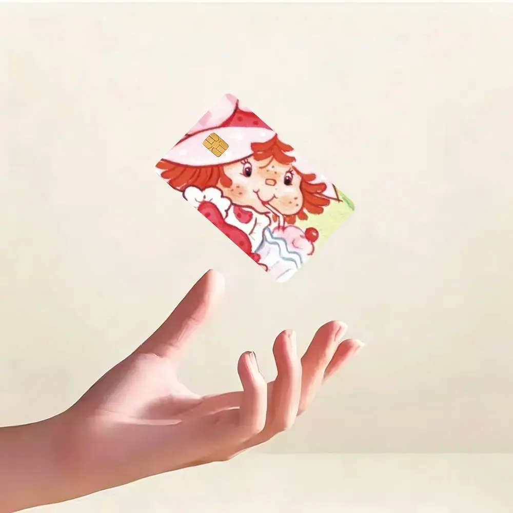 Cute S-Strawberry S-Shortcake-Girl  HD Credit Card Stickers Game Card Decal Small Chip Waterproof Sticker Gift Decor