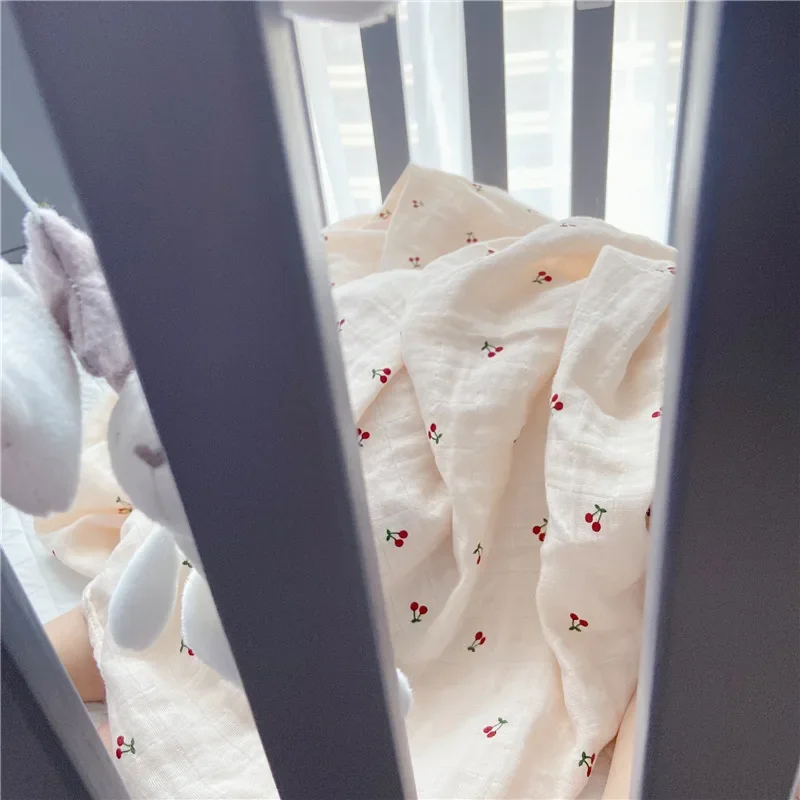 بطانية قماط قطنية مطبوعة بالزهور - بطانية قماط حفاضات الطفل الموسلين لحديثي الولادة غطاء عربة الأطفال متعدد الاستخدامات