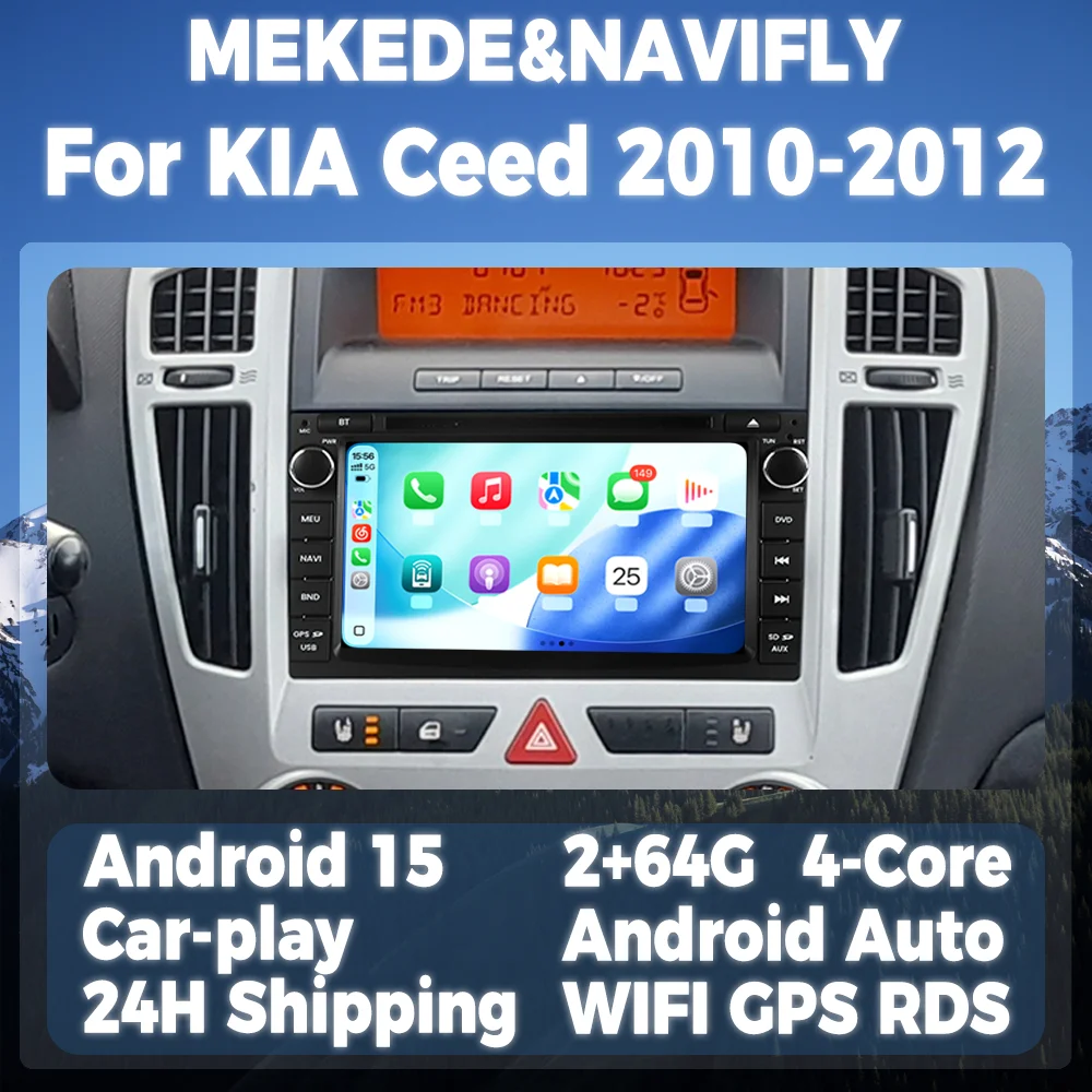 

Беспроводной мультимедийный экран CarPlay Android Auto для KIA Ceed 2010 2011 2012 7-дюймовый Android15 автомобильный радиоприемник интеллектуальная система