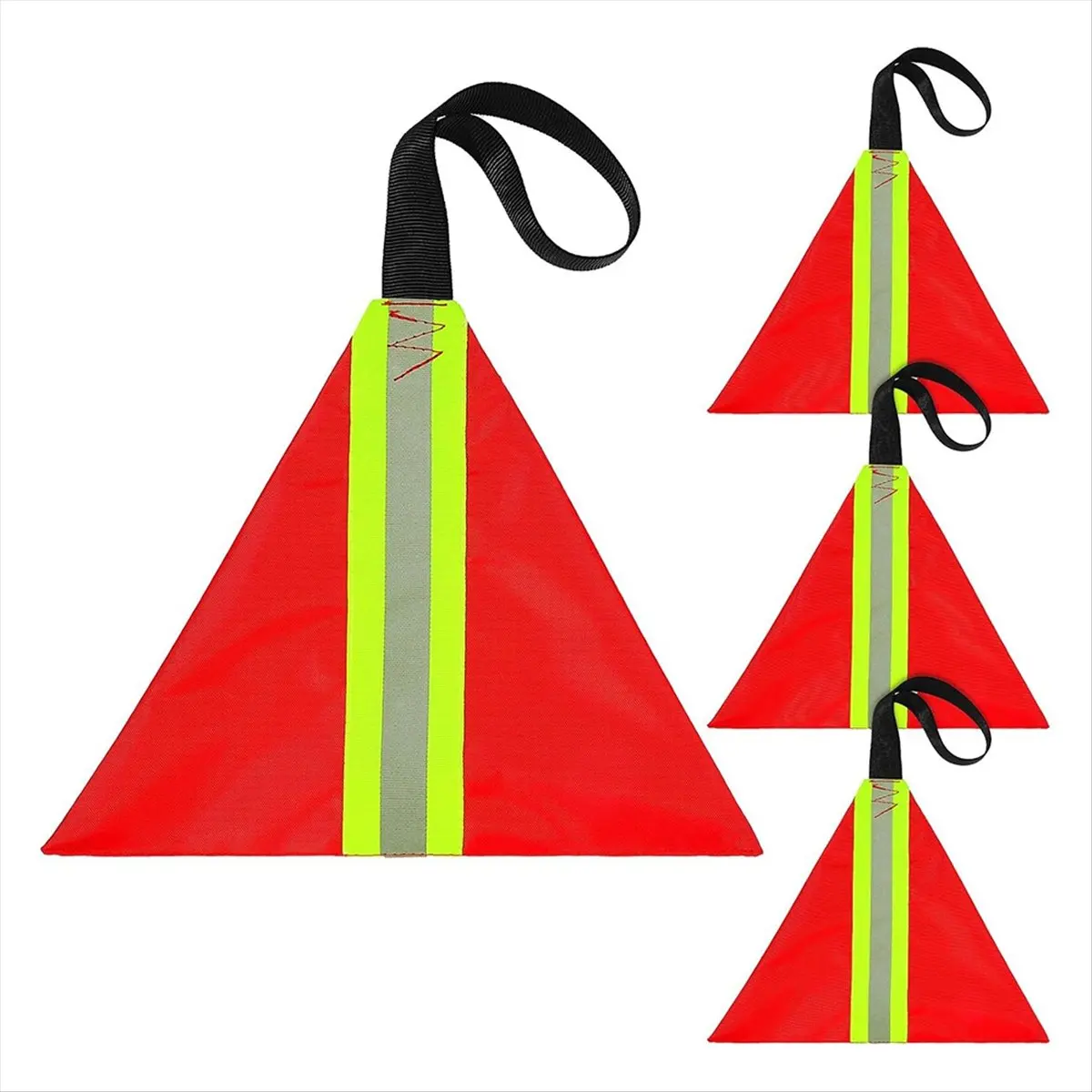 4 Pcs Safety Red Tow Flag Reflective Warning Kayak Red Flag for Truck Loads Safety Signs Trailer Hauling Warning Kit