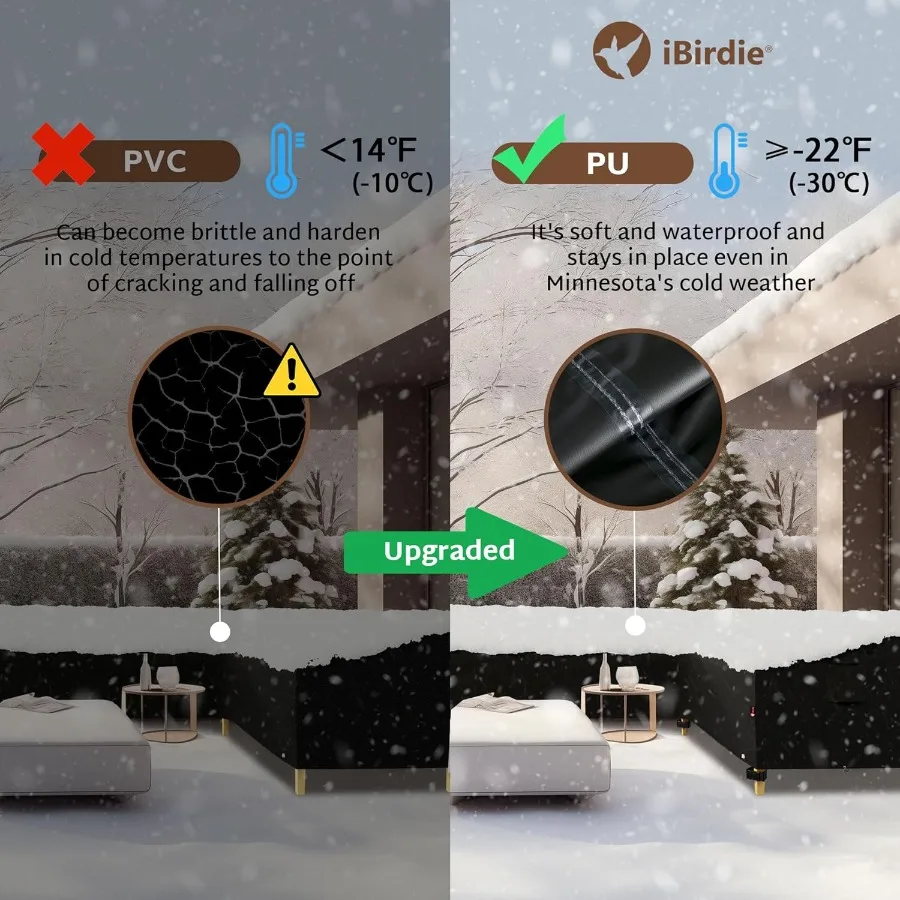 غطاء مقطعي خارجي من iBirdie لأريكة الفناء على شكل 105 × 105 104 × 104 103 × 103 L مقاوم للماء ومقاوم للعوامل الجوية 600D ثقيل #5