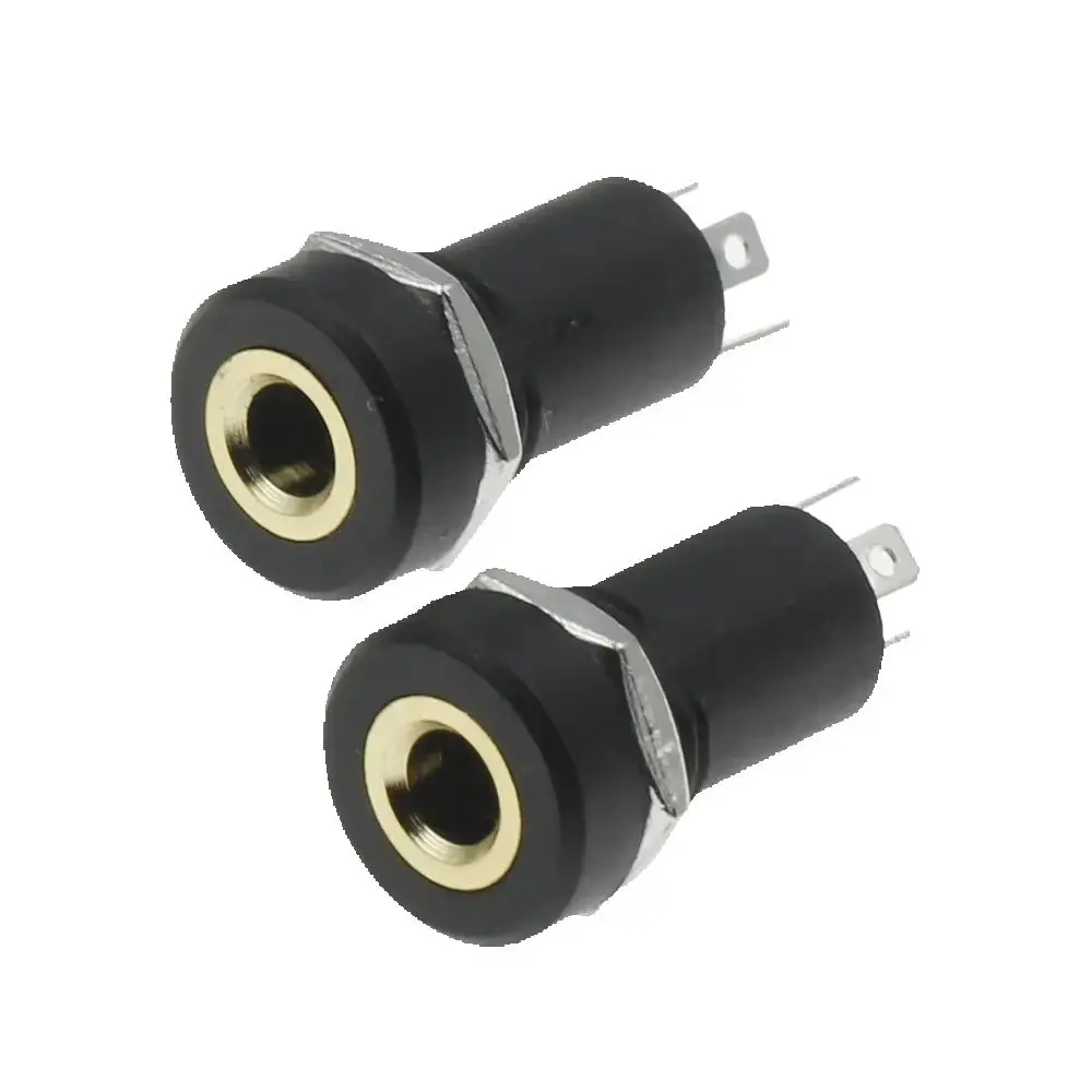 3.5mm 4Pin Stereo Audio Socket 4 Pole Black Panel Mount Gold Plated With Nuts Headphone Socket