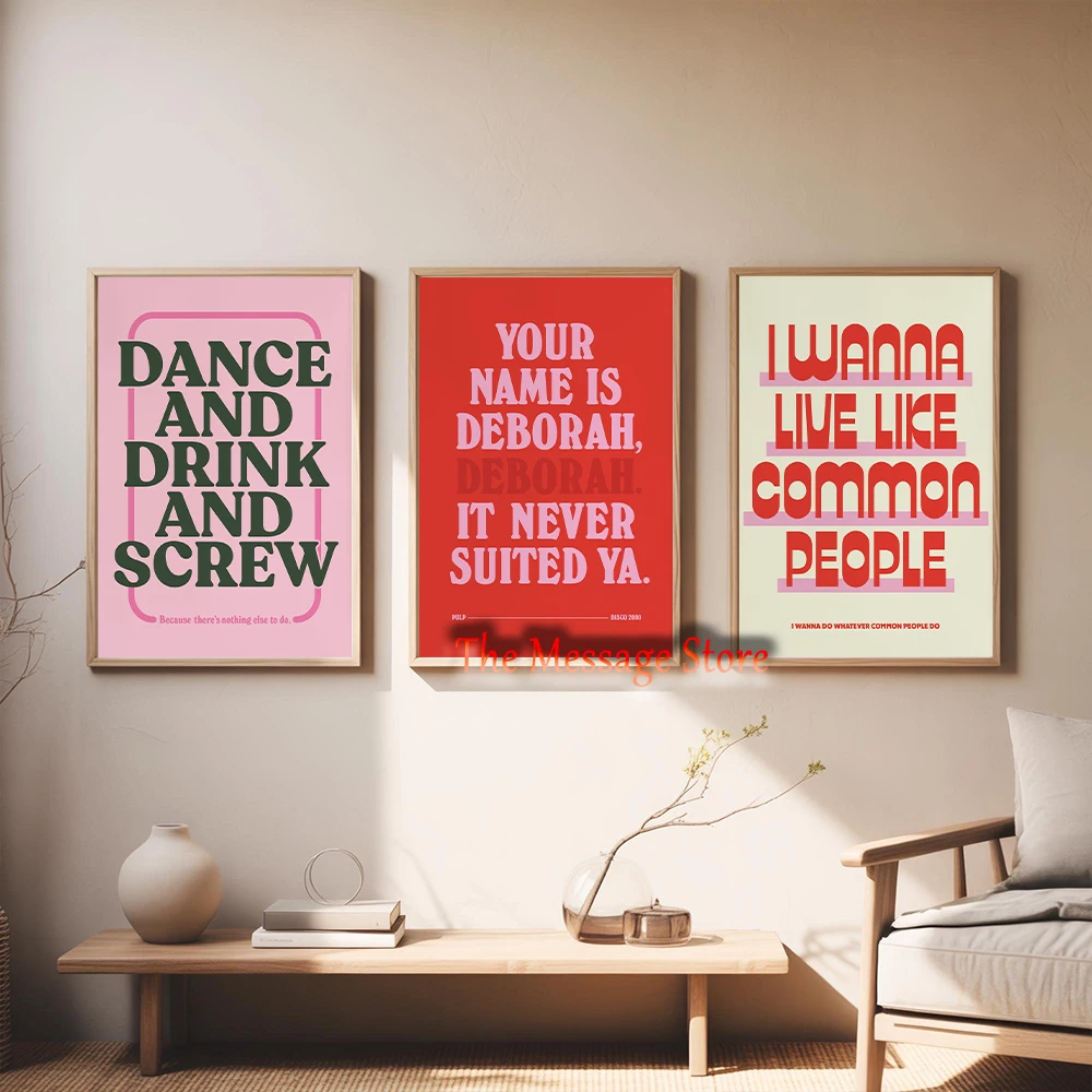 Dance and Drink and Screw Common People Song Lyrics Brit Pop Music Poster Pulp Band Music Art Poster Canvas Painting Wall Decor