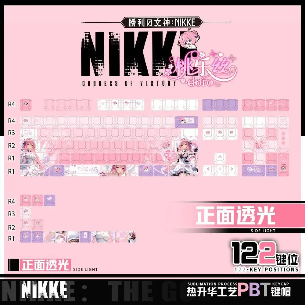 

122 Keys Dorothy‌ Custom Keycaps Anime Game Cute Chreey PBT Transparent Key Caps for Made68 Mad68 Wooting 60 Mechanical Keyboard