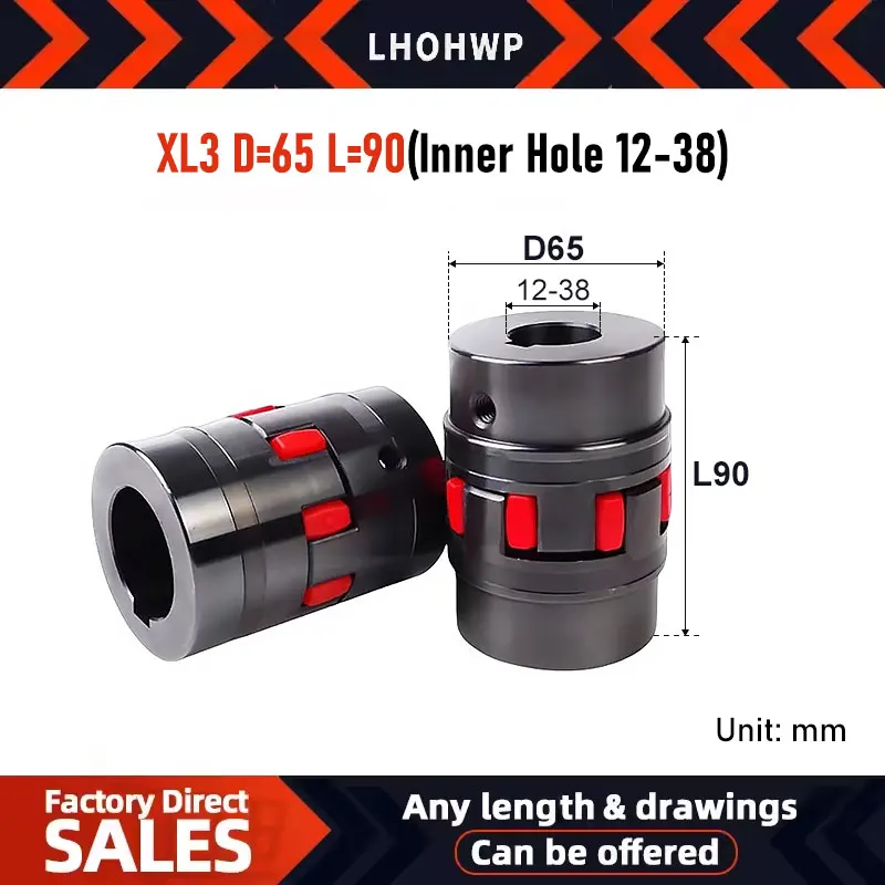 

The New 45# Steel Material XL3 Star Elastic Coupling Has Dimensions Of D=65 L=90 And Inner Holes Ranging From 12mm To 38mm