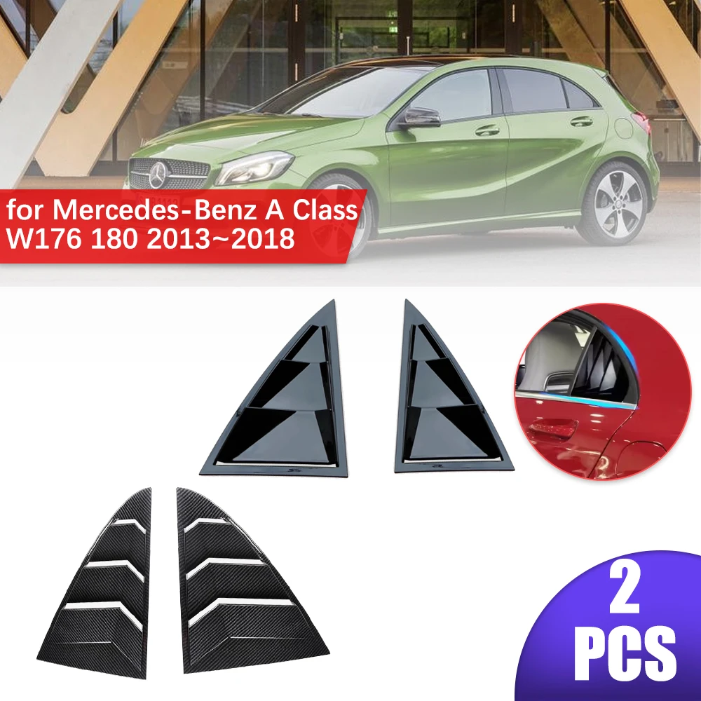 Car Shutter for Mercedes-Benz A Class W176 180 2013~2018 Carbon Fiber Rear Side Window ABS Louvers Triangular Sticker Accessorie