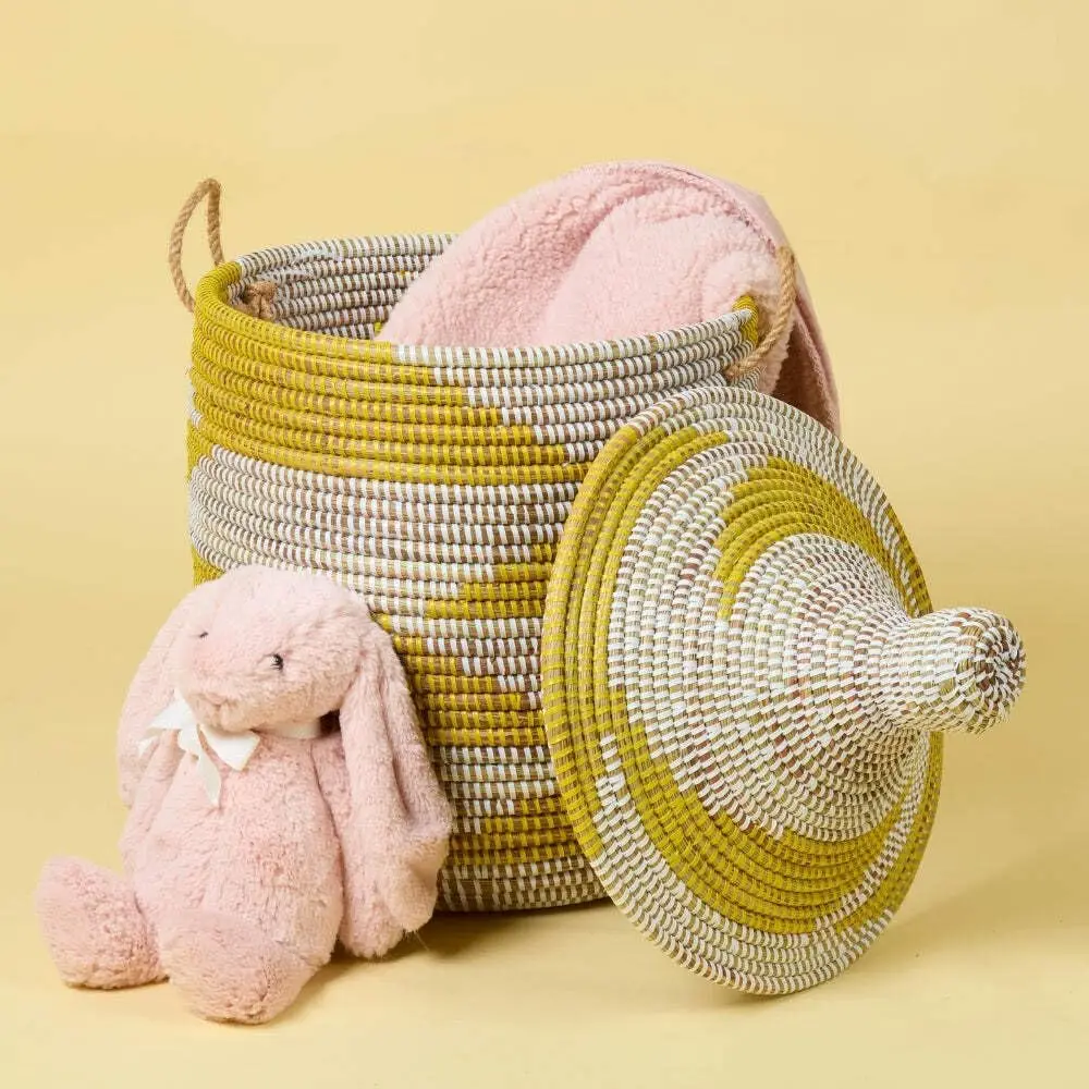 

Small Yellow Basket - Organize Bedroom, Living Room, Nursery - Laundry Hamper, Toy Bin, Blanket Storage, Towels Holder