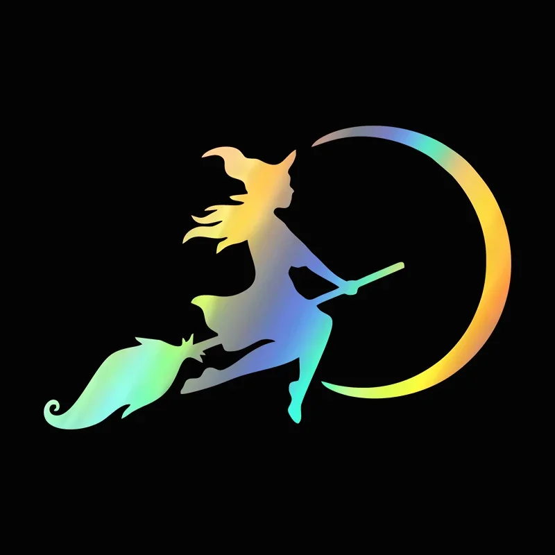 

Stickers The Witch Flying To The Moon Funny Car Sticker Vinyl Decals Black / White The Whole Body Glue Sticker