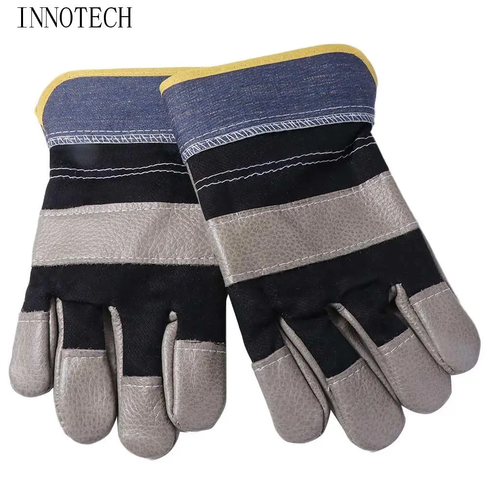 

1 Pair Abrasion Resistant Cowhide Welding Gloves Thickened Labor Protection Leather Work Gloves Comfortable Puncture Resistant