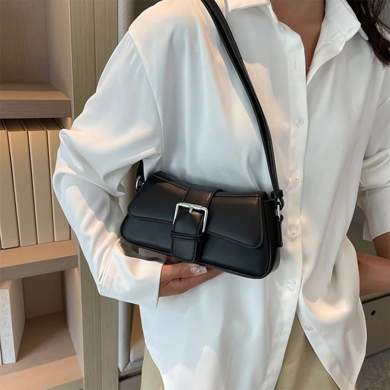 Solid color Leather Crossbody Bags For Women Luxury Designer Underarm Shoulder Bag 2024 Trend Fashion Lady Handbags and Purses