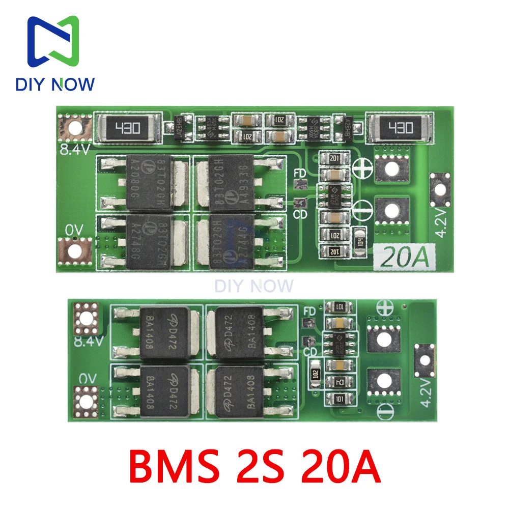 2S BMS-Platine 18650 Lithium-Batterie-Schutzplatine 20 A 8,4 ~ 9 V Batterieschutzplatine Standardversion/ausgeglichenene Version