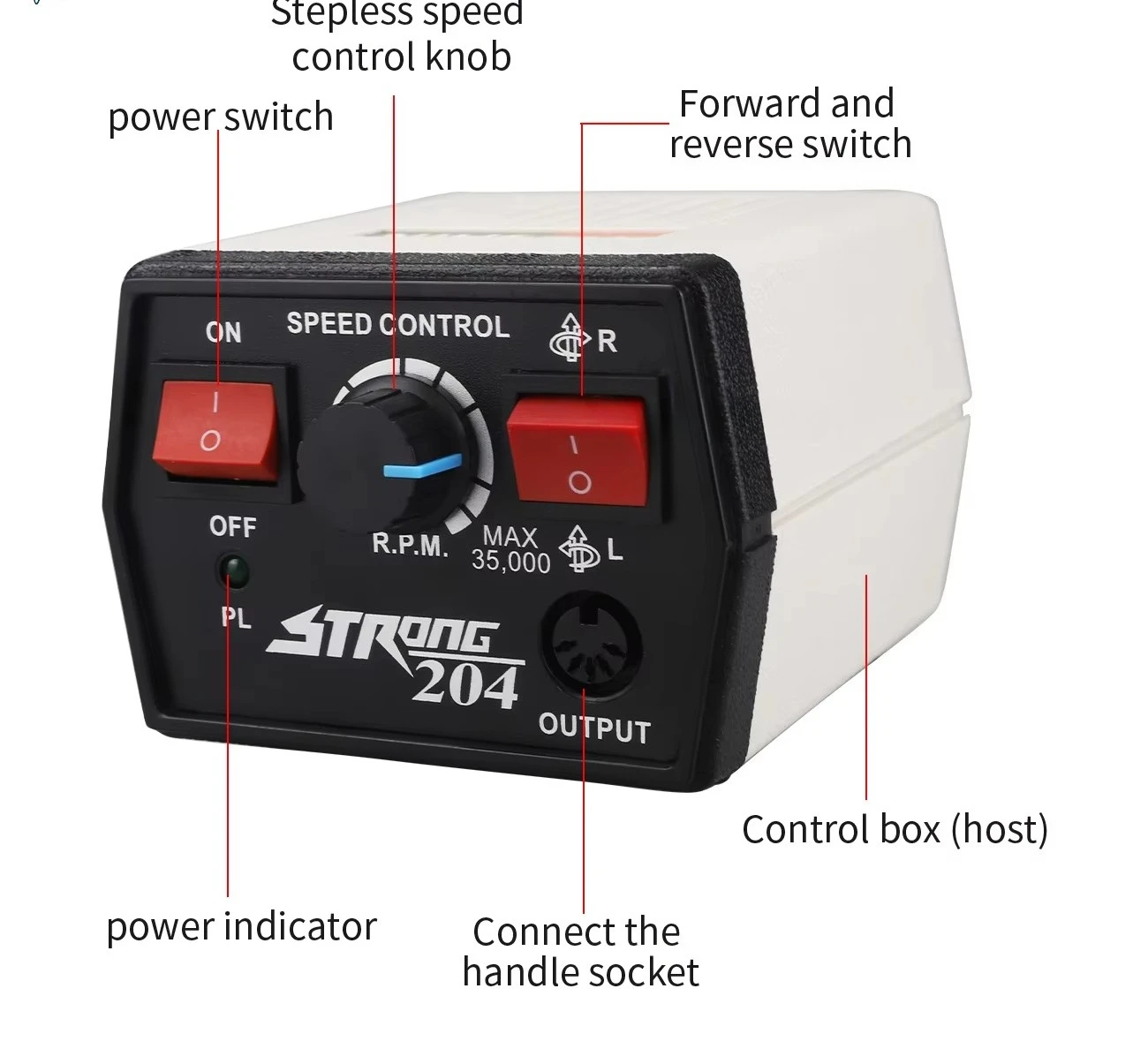 

Electric Lab Machine with 35000 RPM Strong 204 Type Micromotor Polishing E-Type Handpiece Straight Handpiece Contra Angle