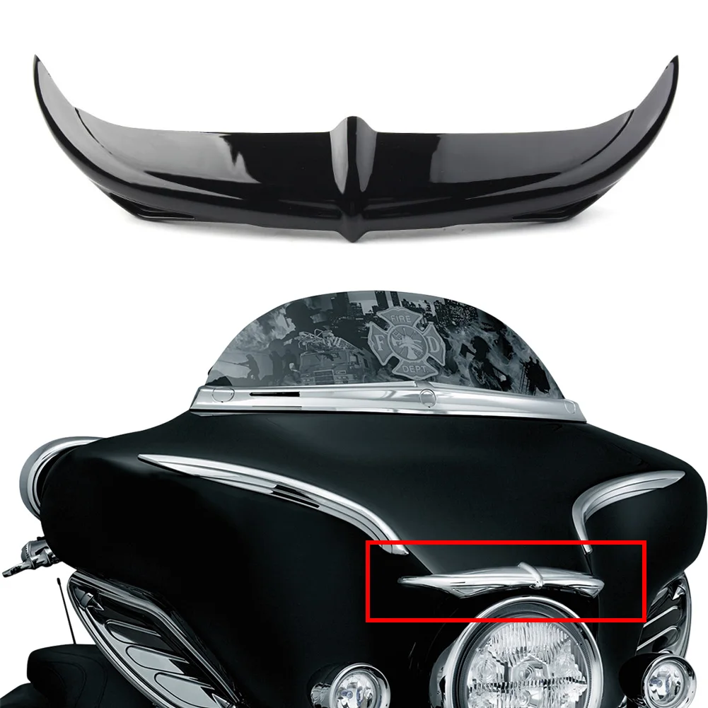 Gloss Black Motorcycle Batwing Fairing Brow Accent Decorative Cover for 1996-2013 Harley Touring FLHX Electra Glide