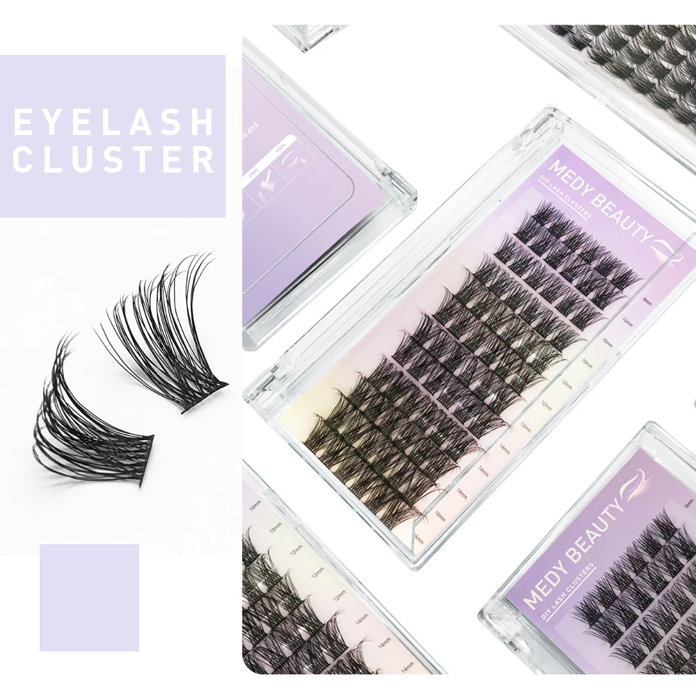 DIY 72 Clusters Lashes Mixed Tray Manga Eyelash Extensions Anime Soft Wispy Spiky Individual Lashes Cluster Home Mixing Length